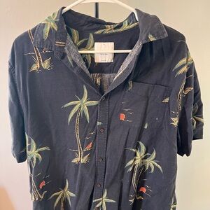 Katin Black Tropical Palm-Print Short Sleeve Button-Down